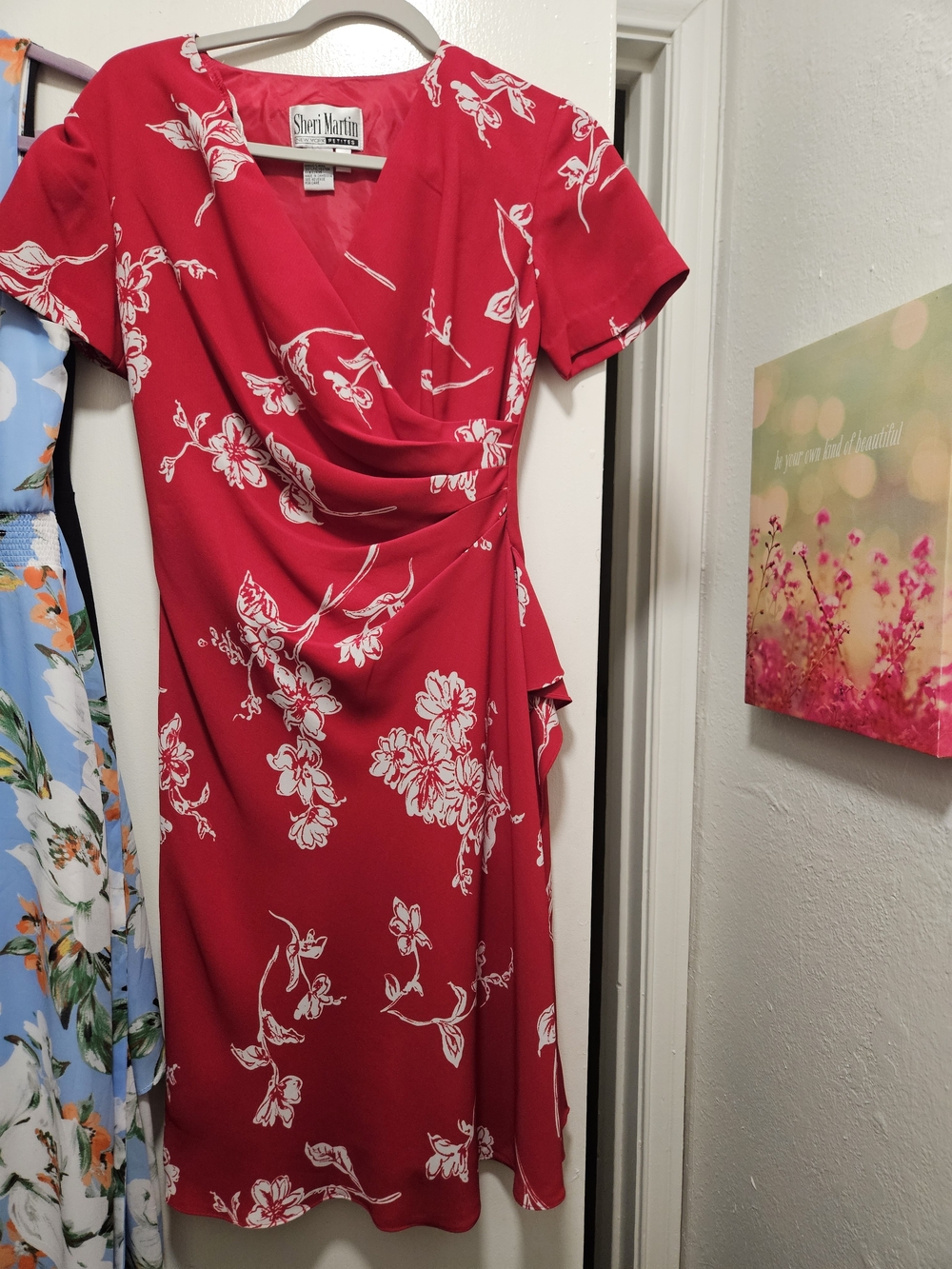 Sheri Martin Red and White Floral Midi Dress